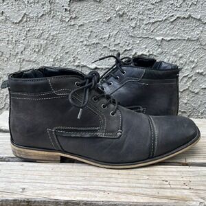 Steve Madden Boots Men Size 13 Jotter Black Leather With Zip Grey